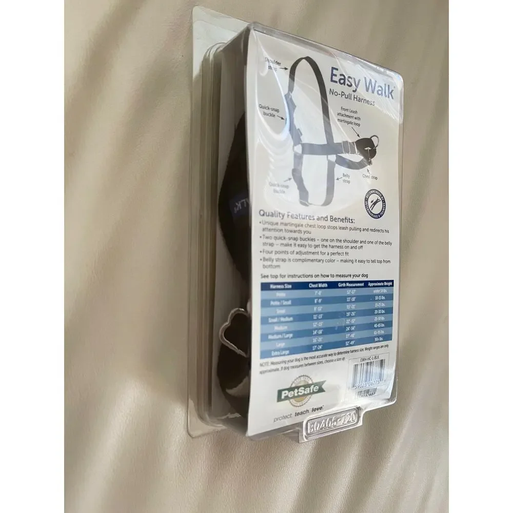 New Pet Safe No-Pull Dog Harness Size Large Black/Silver